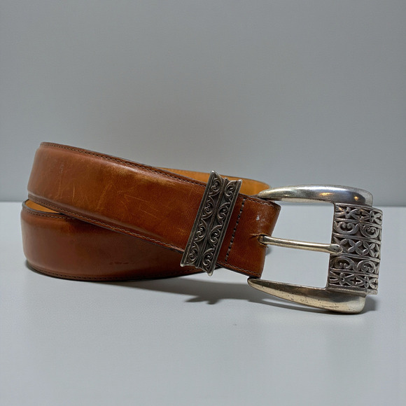 Vintage 1995 Brighton Museum Collection Leather Belt Sz M 43407 Roman Heart main image 5